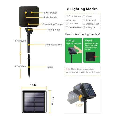 6 Pack 600 LED Solar String Lights for Outside, Solar Christmas Lights Outdoor with 8 Lighting Modes, Waterproof Green Wire Solar Powered Tree Light for Xmas Party Yard Garden Decorations (Warm White)