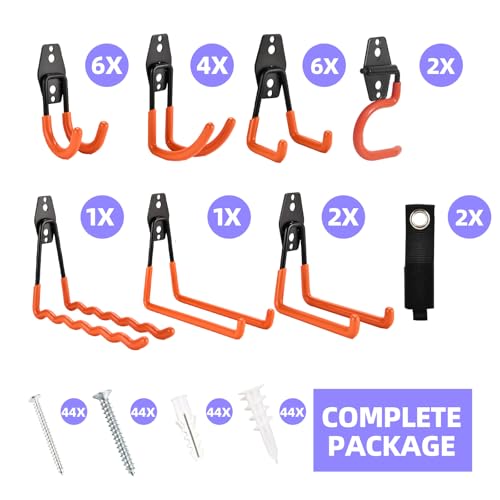 24 Pack Garage Hooks Steel Heavy Duty Garage Storage Hooks Utility Steel Wall Mount Garage Hanger&Organizer for Bikes,Garden Tools, Ladders, Bulk Items£¬Ropes and More Equipment