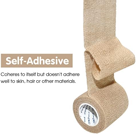 Self Adherent Cohesive Bandage 2"x5 Yards First Aid Bandages Stretch Sport Athletic Wrap Vet Tape for Wrist Ankle Sprain and Swelling,Skin(12 Rolls