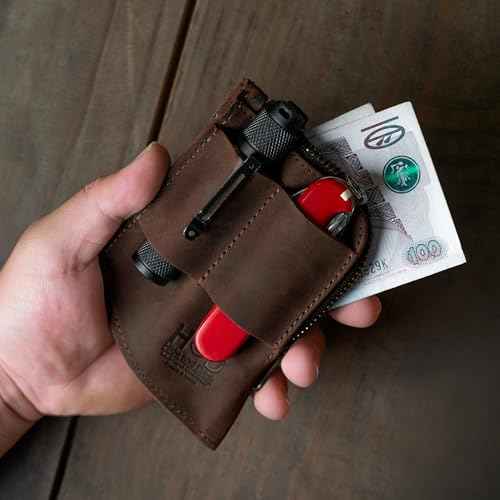 Hide & Drink, EDC Pocket Wallet, Curved Cash Organizer, Slim Front Card Holder, Money Clip, Full Grain Leather, Handmade Travel Accessories