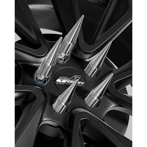 GAsupply 20pcs 1/2-20 Spike Lug Nuts Chrome, 1/2 x 20 Locking Spiked Lug Nut Spline 4.4" 112mm Tall, Closed End Bulge Acorn 60 Degree Cone/Conical Seat