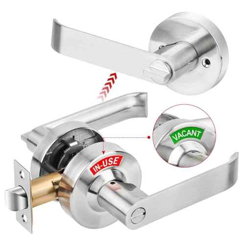 Indicator Privacy Lock and Door Lever,Vacant Occupied Bathroom Knob with Privacy in-Use or Vacant Indicator Lock,ANSI Grade2 Commercial Door Handle for Public Restrooms Toilet