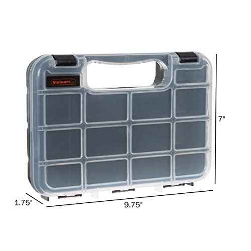 Hardware Organizer Box with Dividers - 14 Compartment Small Parts Organizer Portable Tool Box Organizer with Secure Latches - Plastic Screw Organizer Box for Nuts, Beads, Jewelry or Tackle by Stalwart