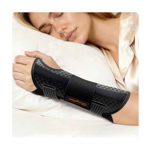 Carpal Tunnel Wrist Brace Night Support for Men Women, [Breathable Air Mesh] Wrist Splint for Tendonitis, Sprain, Arthritis, Medical-Grade Adjustment Rigid Hand Brace for Sleeping, Pain Relief, Work (Black, S/M, Left Hand)