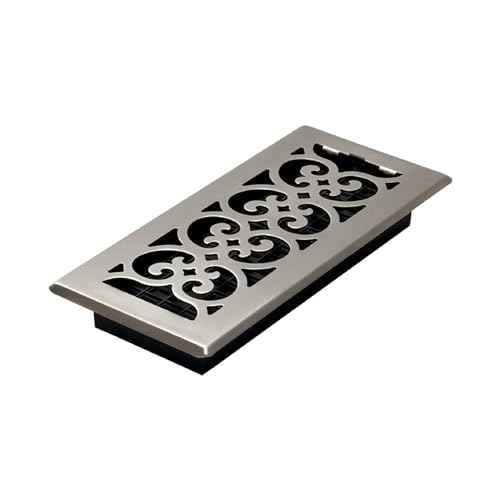 Decor Grates (4-Pack) SPH410-NKL Scroll Design Floor Register, 4x10 Inches, Brushed Nickel Finish