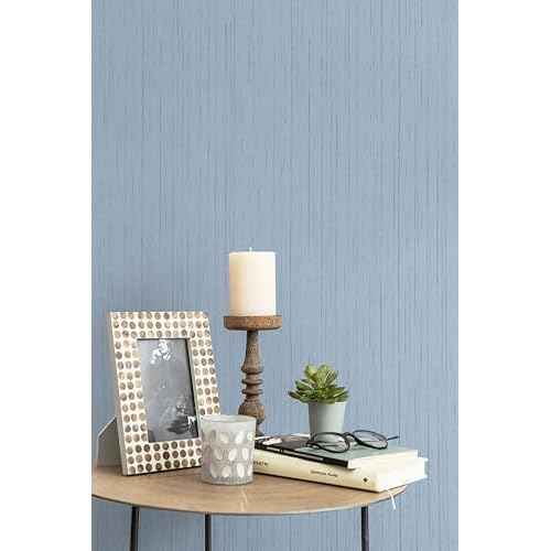 Dviolet Blue Grasscloth Textured Fabric Contact Paper Peel and Stick Boho Self-Adhesive Wallpaper for Bedroom 15.7in X 118in