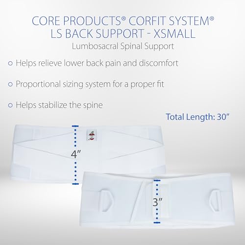 Core Products Corfit LS Lumbar Support Adjustable Back Brace for Pain Relief, Men/Women - White, XSmall