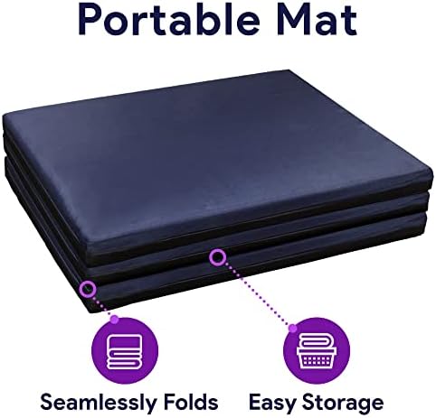 Foam Fall Mat for Elderly - Thick Tri-Fold Fall Prevention for Seniors - High-Density Impact-Resistant Safety Floor Mat - Aids The Bed of Elderly and Handicapped Patients - 24” x 66” x 3”