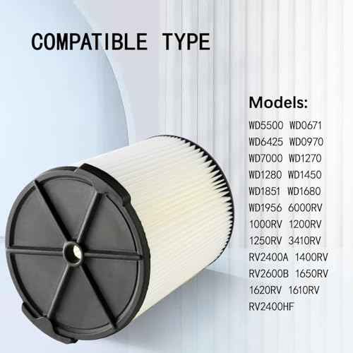 VF4000 Replacement Filter for 72947 Wet Dry Vac 5 to 20-Gallon 6-9 Gal Husky Craftsman 17816 Vacuum Compatible WD5500 WD0671 RV2400A RV2600B Washable & Reusable Replace VF4000 Filter (4 Pcs)