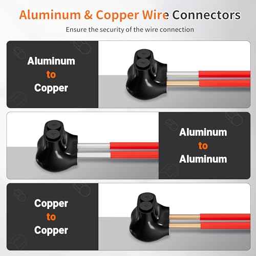 Joinfworld 2 Port Insulated Multi Tap Connector Aluminum to Copper Wire Connectors 4-14AWG Single Side Entry Aluminum Black Electrical Cable Connectors with Slotted Allen Hex - 10 Pack