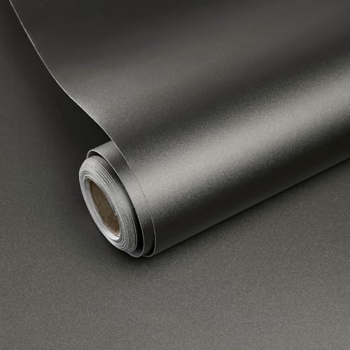 Yun-aeon Thick Metallic Dark Gray Peel and Stick Wallpaper 15.7"x 118.1" Matte Fridge Contact Paper for Countertops Vinyl Self Adhesive Removable Modern Wall Paper for Kitchen