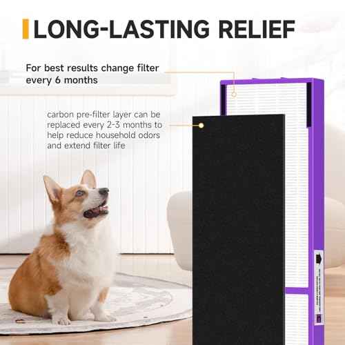 FLT5250PT True HEPA Replacement Filter C Pet, Compatible with Germ-Guardian AC5250PT, AC5000E, AC5300B, AC5350W, AC5350B, CDAP5500 Air Purifiers, 4 HEPA Filter and 8 Pre-Filters