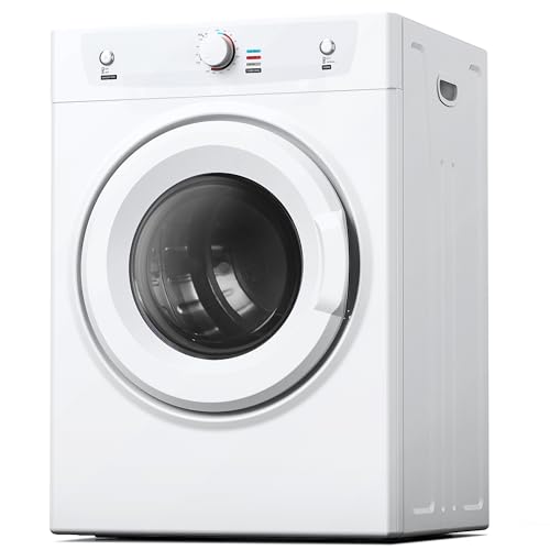 Feelfunn 3.5 Cu.Ft Compact Dryer - 1500W Portable Clothes Dryer with Stainless Steel Tub, Front Load Tumble, Four Functions - Compact Drying Unit for Apartments, Dorms, Laundry