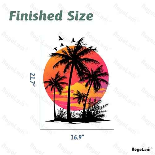 Tropical Sunset with Palm Trees and Birds Wall Stickers for Living Room Silhouette Plant Wall Decals Removable Peel and Stick Wall Art Home Decor Decoration for Bedroom Bathroom Library