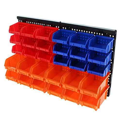 ABN Nail and Screw Organizer Wall Mounted Storage Bins - 30pc Small Parts Organizer for Shop and Garage Storage