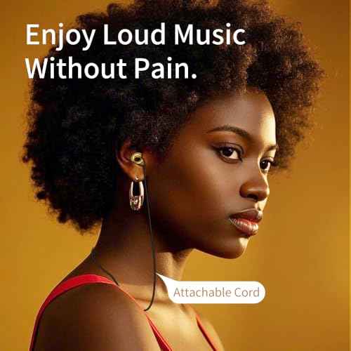 High Fidelity Silicone Ear Plugs for Concerts and Musicians ? Reusable Noise Reduction Earplugs with Cord ? Ideal for Festivals and Live Events