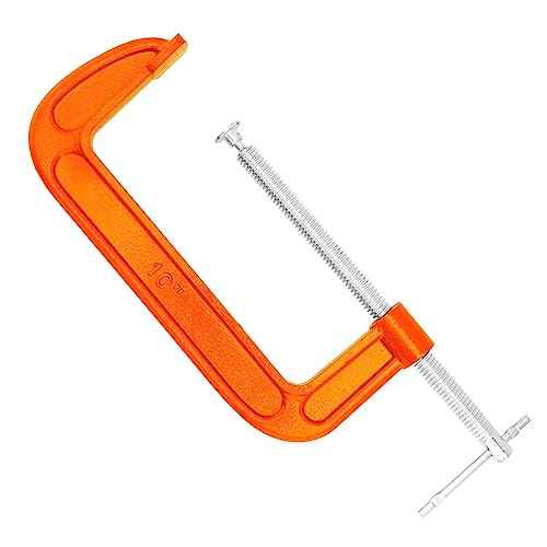 2 Packs 10 Inch C-Clamp, Malleable Iron C-Clamp, Heavy Duty C-Clamp for Woodworking, Metalworking, 8.7 Inches Max Jaw Opening, 3.7 Inches Throat Depth, Orange