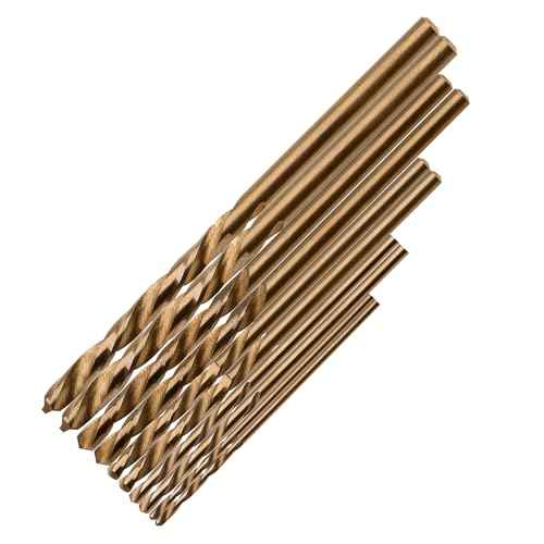 10 Pcs High Speed Steel Cobalt Drill Bit Set 2 Pcs of Each 1mm(3/64"), 1.5mm(1/16") 2mm(5/64") 2.5mm(3/32") 3mm(1/8") Jobber Length Twist M35 Metal Drill Bit For Stainless Steel And Hard Metal