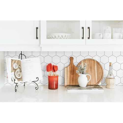 Kitchen Peel and Stick Wallpaper White Wallpaper Modern Contact Paper for Cabinet Bathroom Backsplash Renter Friendly Self-adhesive Waterproof Removable Vinyl Papel Tapiz Para Cocina 17.3"¡¿78.7"
