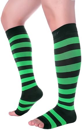 Doc Miller Compression Socks for Pregnant Women – Wide Calf, Open Toe Knee Sleeve 15-20 mmHG,Toeless Pregnancy Stockings for Varicose Veins, Footless Shin Splint Relief, 1 Pair