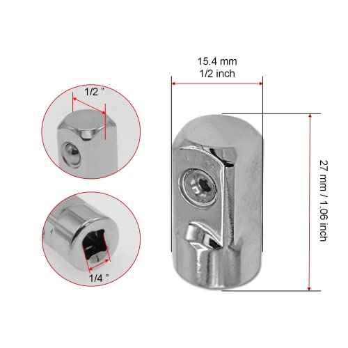 2pcs 1/4 Drive to 1/2 Inch Socket Adapter, Female to Male Socket Wrench Adapter, Impact Driver Socket Adapter for Impact Wrench Extentsion Conversion Tool