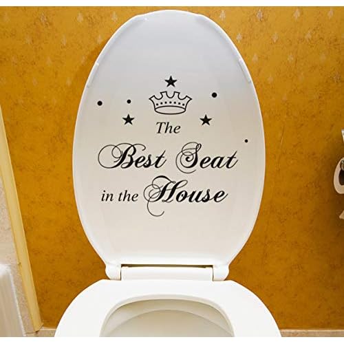 Maydahui 2 PCS Toilet Stickers The Best Seat in The House Wall Decal 11 Inch Funny Art Vinyl Quote Mural Sign Black for Bathroom Home Chair Closestool Sofa