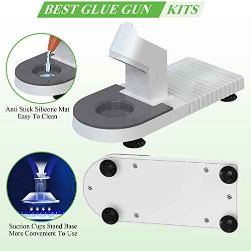 MONVICT Glue Gun Stand for Most Mini Glue Guns, Hot Glue Holder with Non-Stick Silicone Mat, Suction Cups, Helpful Tool for Make Your DIY, Crafts, Home School Project Well Bars Orderly (NOT Full Size)
