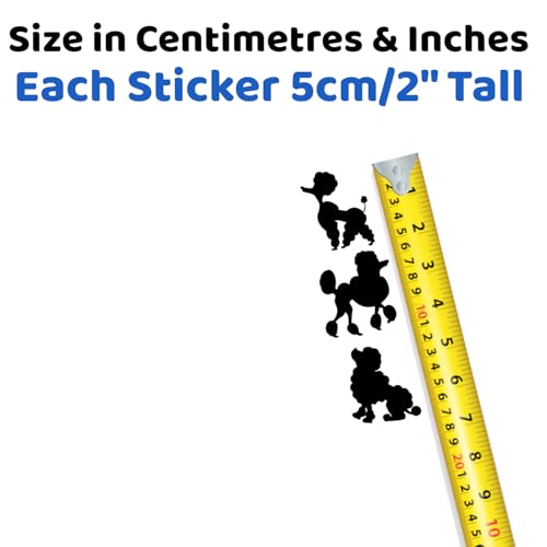 Pet Dog Poodle Silhouette 11 Cute Stickers Pack - Dog Lover Gifts - Car Bumper Sticker - Light Switch Sticker - Wall Decal - Scrapbook Stickers (Black, Extra Small Pack)