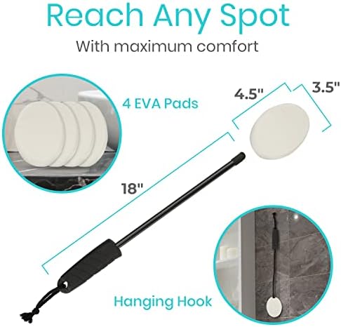 Vive Bendable Lotion Applicator for Your Back - Easily Apply Sunscreen, Self Tanner, Moisturizer, & Cream to Feet, Back, & Body - Long Handled Shower Wand Brush for Women & Men - Reusable, Washable