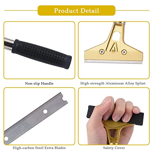 4 Inch Razor Blade Scraper with 20Pcs Extra Metal Blades Multi-purpose Heavy Duty Cleaning Scraper Tool for Removing Paint, Stickers, Decals, Labels on Floors, Glass, Tiles, Walls