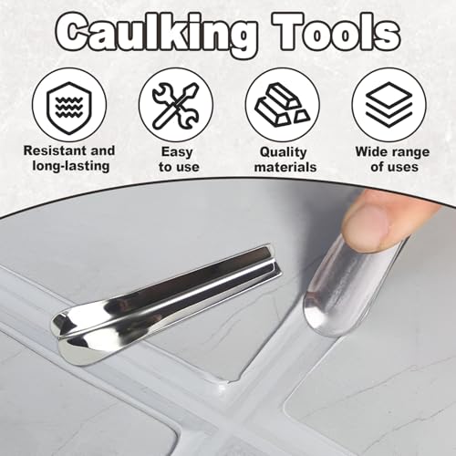 2 Pack Caulking Tool Kit, Grout Cleaning Tool, Metal Caulking Finishing Tools for Wall Tile, Grout Removal Tools for Tile, Grout Application Tool for Inside and Outside Corners