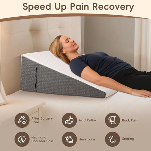 Wedge Pillow for Sleep Apnea Bed Wedge Pillow Headboard Set for After Surgery,Sleeping,Gerd Acid Reflux Relief,Back Pain Relief Triangle Pillow for Adult,Neck Pain,Anti Snoring,Back Support