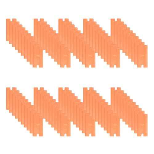 American Line Double Edged Orange Plastic Blades - 100-Pack - Made with Durable Corrosion Resistant Plastic for Stubborn Sensitive Surfaces - .875" x 6.75" x 1.75" - 66-0707