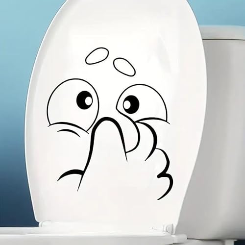 A Washroom Room WC Toilet Seat Stickers Holding Nose Pattern Funny View PVC Wall Stickers Decor Decals Art Mural