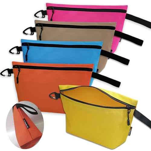 Canvas Zipper Tools Bags, Utility Pouches, Storage Organizer. Smoothly YKK Zipper Water-repelling with Clip & Strap, 12.5 X 7 X 4 inches Large Bottom