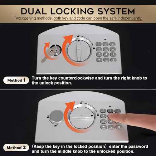Dalmbox Portable Metal Safe Box with Digital Code Lock,Fire Resistant Storage for Documents, Fireproof Safe Box, Car, Home, Office and Outside, Black Box£¬ Medium