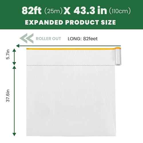 Voomey Pre-Taped Masking Film, Painters Tape with Plastic Attached, Automotive Painters Tape and Drape for Appliances, Furniture, Wood Surfaces & DIY Projects - 3ft x 82ft