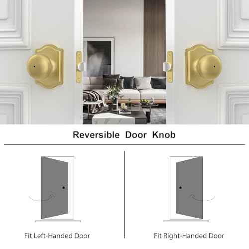 goldenwarm 6 Pack Brushed Gold Privacy Door Knobs Interior for Bedroom & Bathroom, Classic Gold Interior Door Knobs