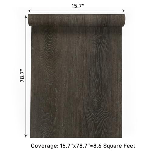 VaryPaper Cedar Brown Wood Contact Paper Peel and Stick Countertops Waterproof Wood Grain Vinyl Wrap for Cabinets Self Adhesive Wooden Wallpaper Wooden Look Contact Paper for Desk Table 15.7''x78.7''