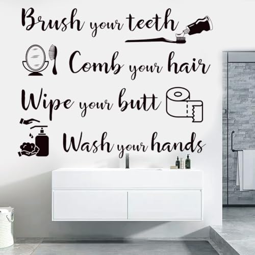 Bathroom Wall Decals Sticker Bathroom Funny Sayings Quotes Wall Sticker Vinyl Peel and Sticker Home Sign Art Decals for Toilet Shower Room Home Decoration.