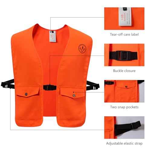 BASSDASH Blaze Orange Hunting Safety Vest & Baseball Hat Unisex Highly Visible Water Resistant Quick Dry for Fishing Hiking
