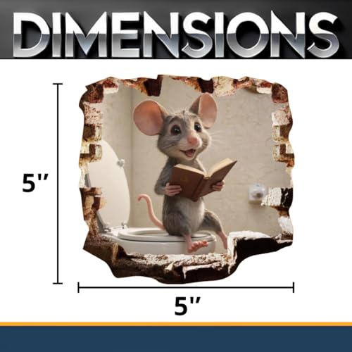 Mouse on Toilet Novelty 3D Wall Decal Sticker, Size 5 inches