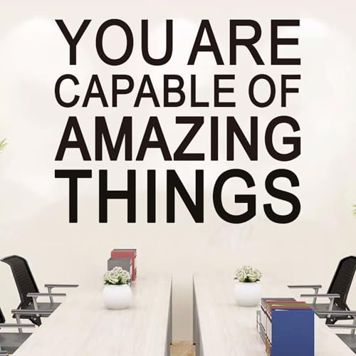 Inspirational Quotes Wall Stickers for Office: Motivational Gym School Classroom Garage Bedroom Vinyl Art Wall Decals - You are Capable of Amazing Things 18" X 15"