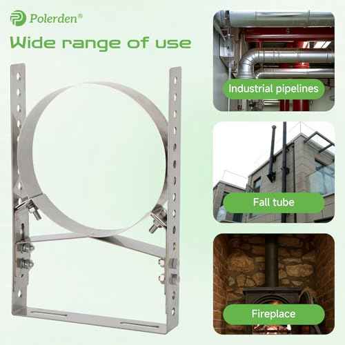 Adjustable Wall Support Bracket(8" Inner Ring) for Wood Stove Pipe, 6" Double Wall Chimney Pipe, 304 Stainless Steel Adjustable Wall Bracket, Chimney Pipe Holder, Fireplace Pipe Wall Bracket