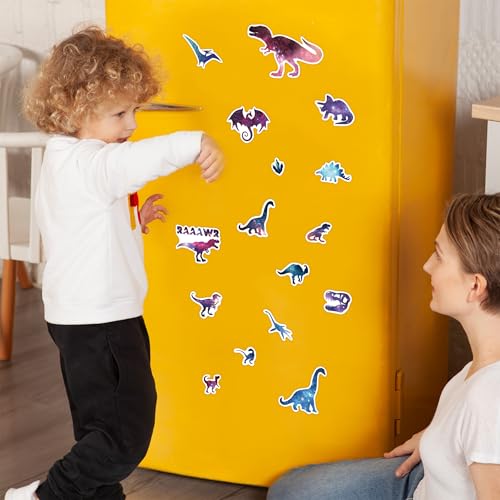 Glow in The Dark Dinosaurs Wall Decals, Glitter Dino Stickers for Boys Room, Luminous Stars Ceiling Decor for Bedroom Playroom Nursery
