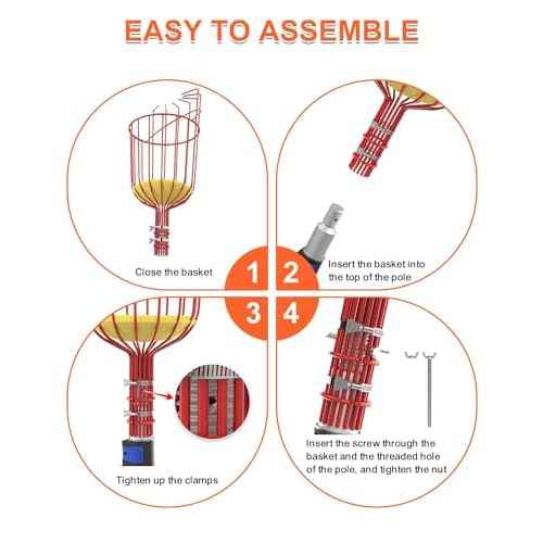 Buyplus 26ft High Reach Fruit Picker with Basket Telescoping, 5-20 Foot Heavy Duty Sturdy Aluminium Telescoping Extension Pole, Easy to Attach Twist-On Metal Basket for Picking Mango Avocado Lemon
