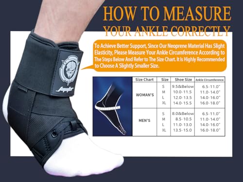 Jupiter Ankle Brace for Sprained Ankles for Women & Men, Made of Neoprene with Dual Springs, for Injury Recover, Running, Basketball and Cycling(Black L 14‘’-16‘’)