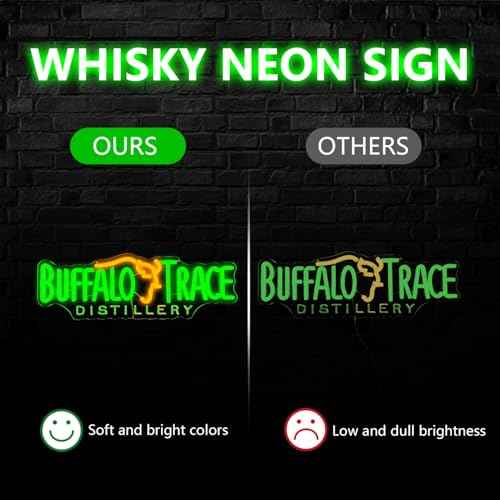 Buffalo Neon Sign Trace Distillery Whiskey Neon Lights for Bedroom Home Business Club Pub Neon Bar Sign for Man Cave Light up Sign for Wall Decor Gift