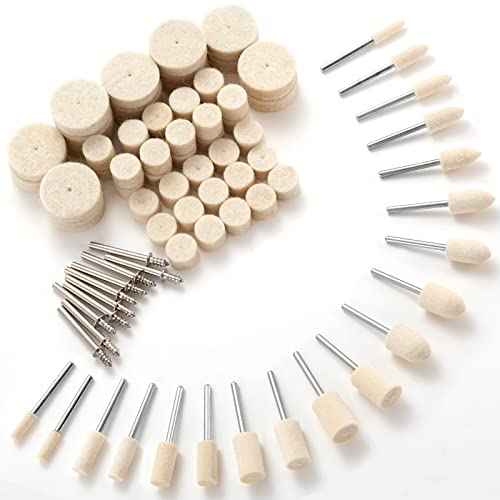Felt Polishing Buffing Wheel Set for Dremel Rotary Tool - 80Pcs Wool Felt Polishing Pad Wheel with 1/8" Shank, for Watch & Jewelry Polishing Kits