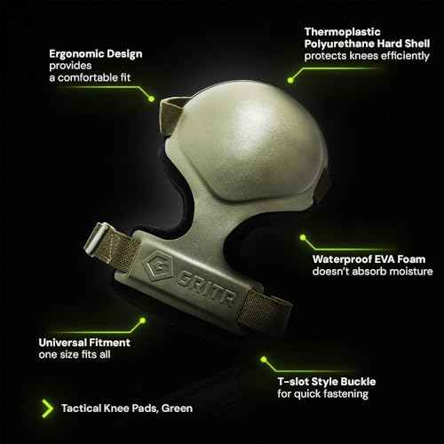 GRITR Tactical Knee Pads for Work, Hunting, Construction, Gardening, Paintball w/Foam Padding, Hard Shell & Adjustable Straps - Heavy Duty Professional Knee Protectors for Men & Women